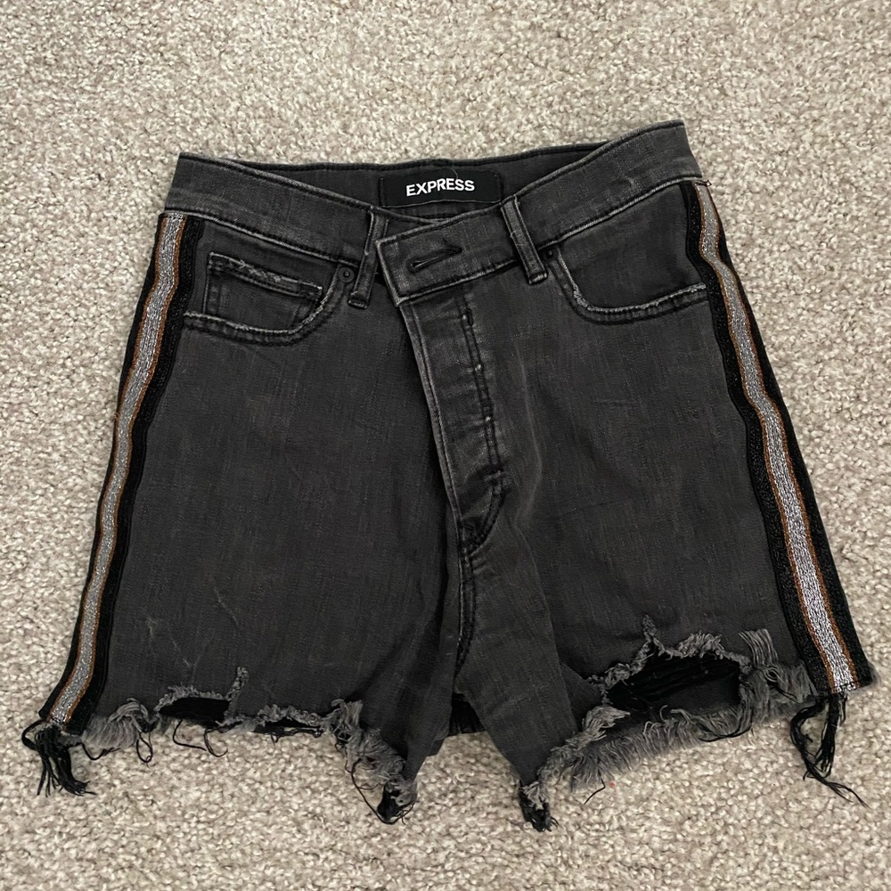 Black jean shorts